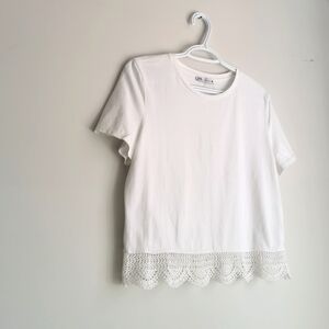 White Crochet Hem Women's Top